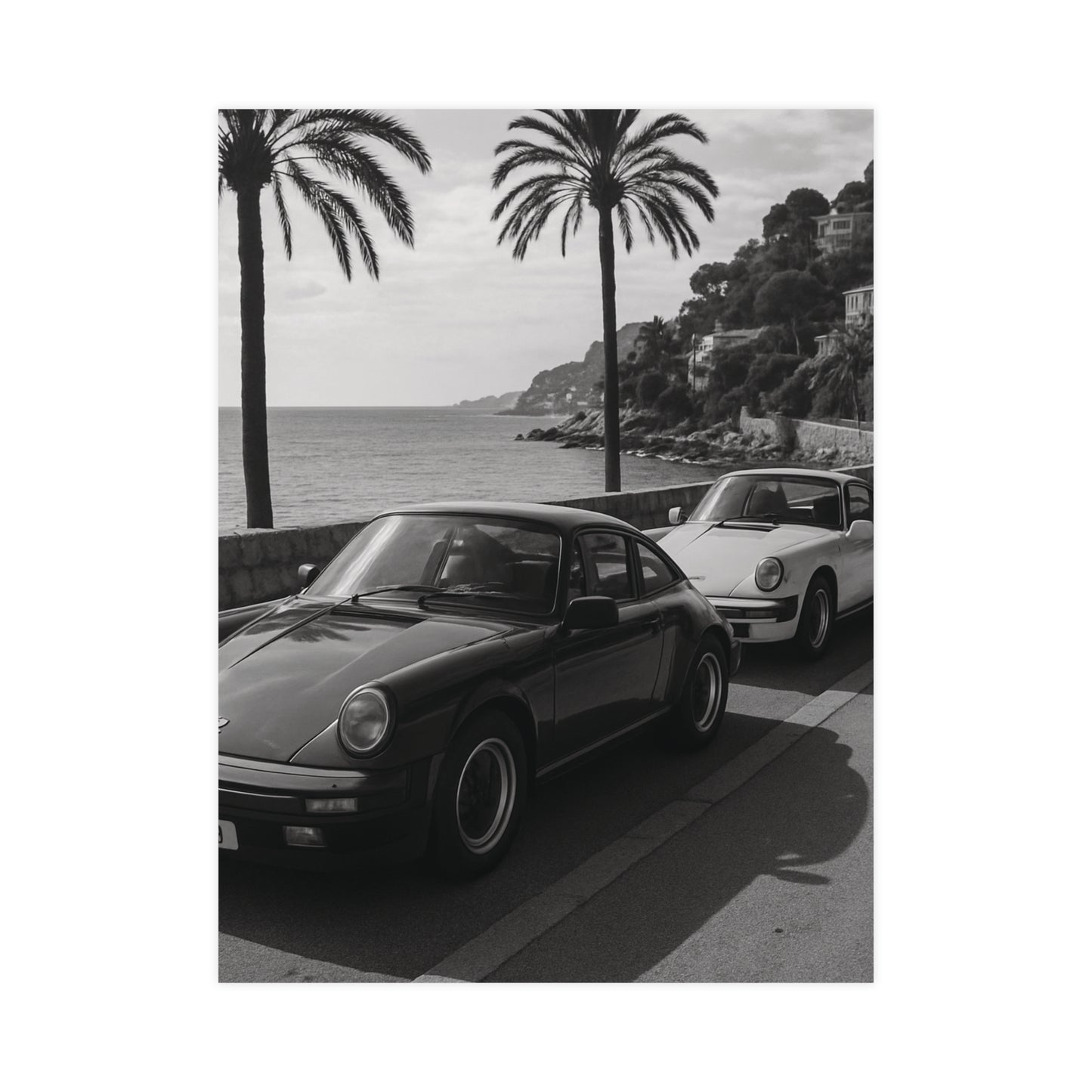 French Rivera - Black and White Poster Print | Monochrome Wall Art | Digital Download or Physical Print