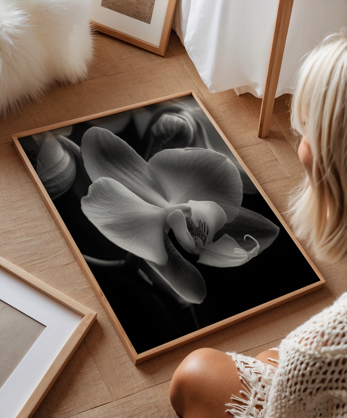 Delicate Orchid Part One - Black and White Poster Print | Monochrome Wall Art | Digital Download or Physical Print