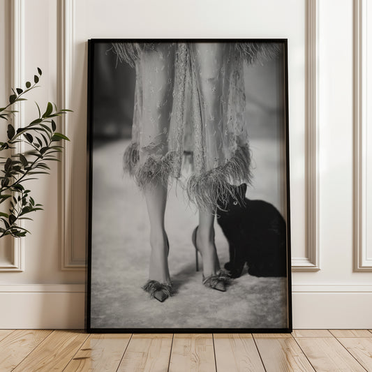 Kitty Kitty - Black and White Poster Print | Monochrome Wall Art | Digital Download or Physical Print