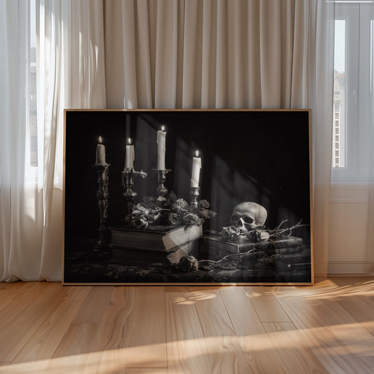 Spooky Season - Black and White Poster Print | Monochrome Wall Art | Digital Download or Physical Print