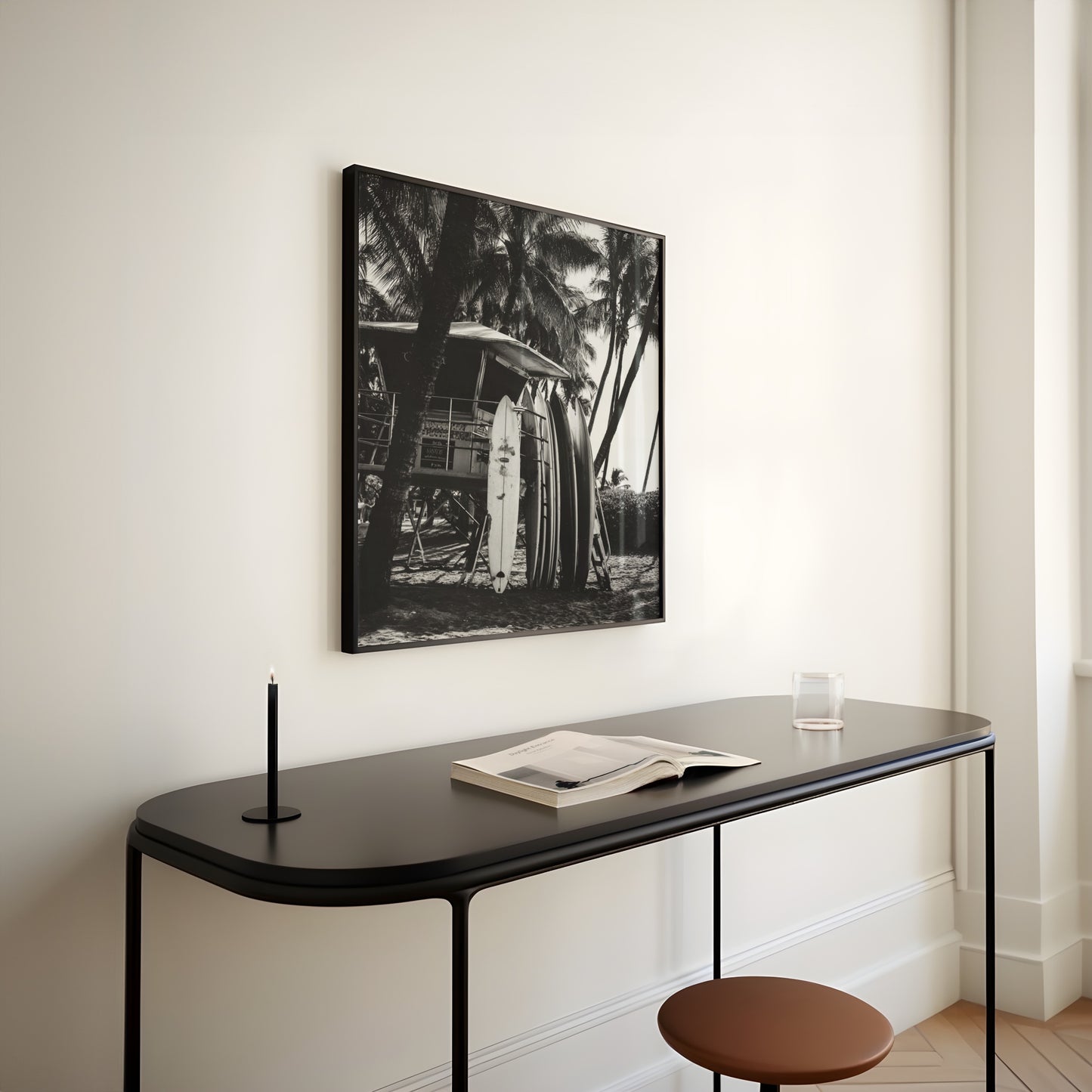 Surfs Up - Black and White Poster Print | Monochrome Wall Art | Digital Download or Physical Print
