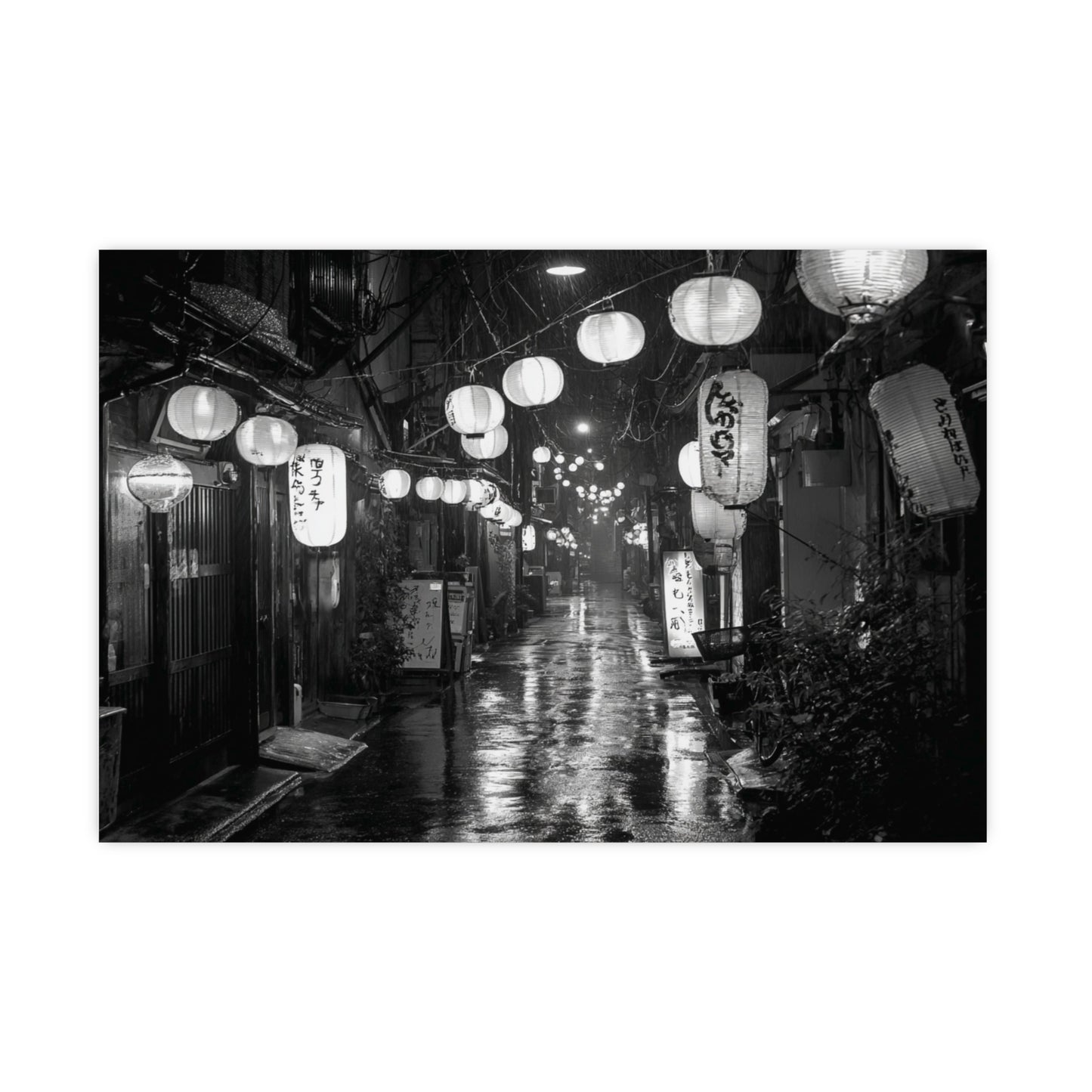 Tokyo Alley -Black and White Poster Print | Monochrome Wall Art | Digital Download or Physical Print