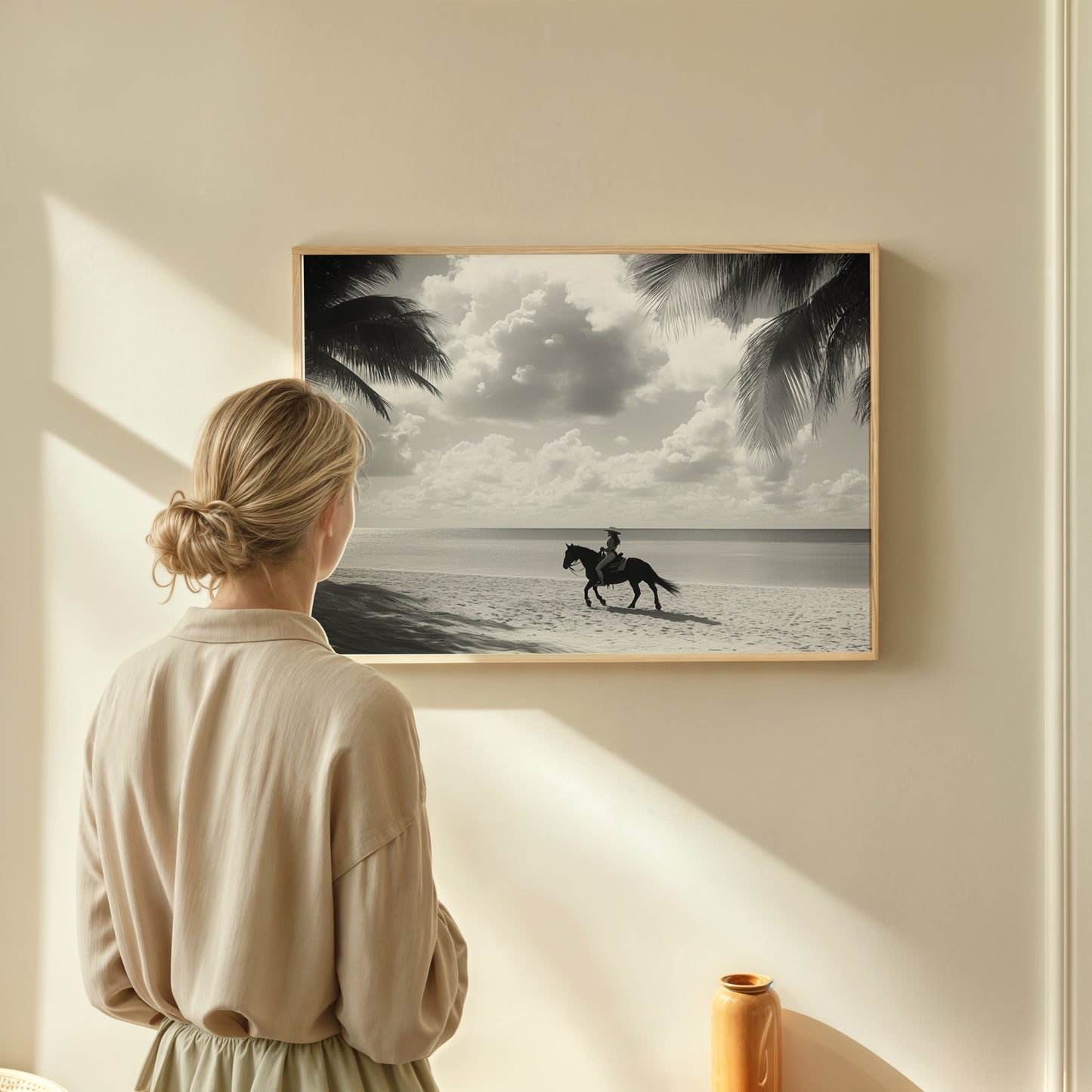 Coastal Cowgirl - Black and White Poster Print | Monochrome Wall Art | Digital Download or Physical Print