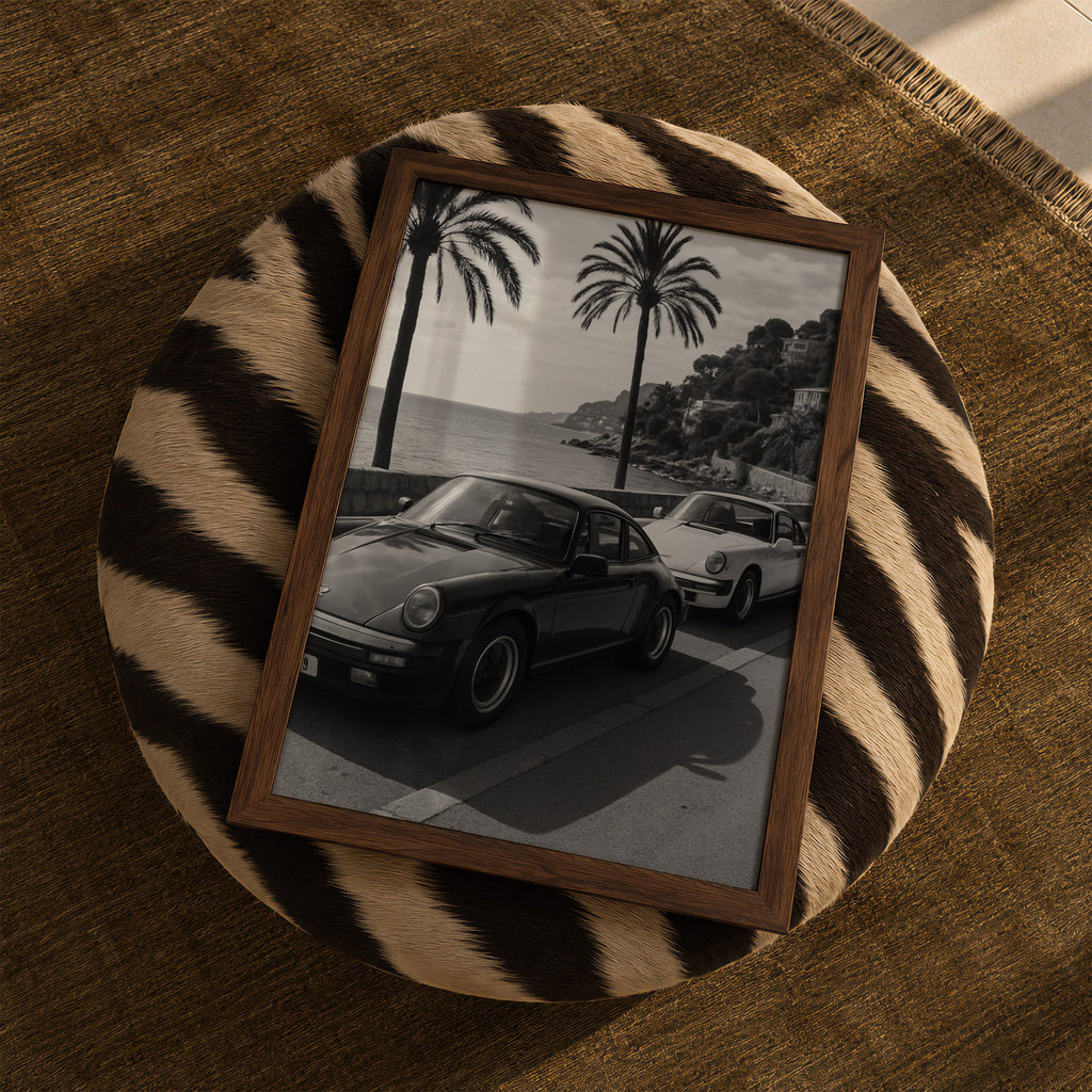 French Riviera - Black and White Wall Art | Vintage Art Prints | Instant Printable Download or Physical Print