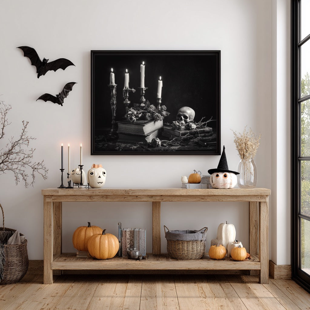 Spooky Season - Black and White Wall Art | Spooky Halloween Decor| Instant Printable Download or Physical Print