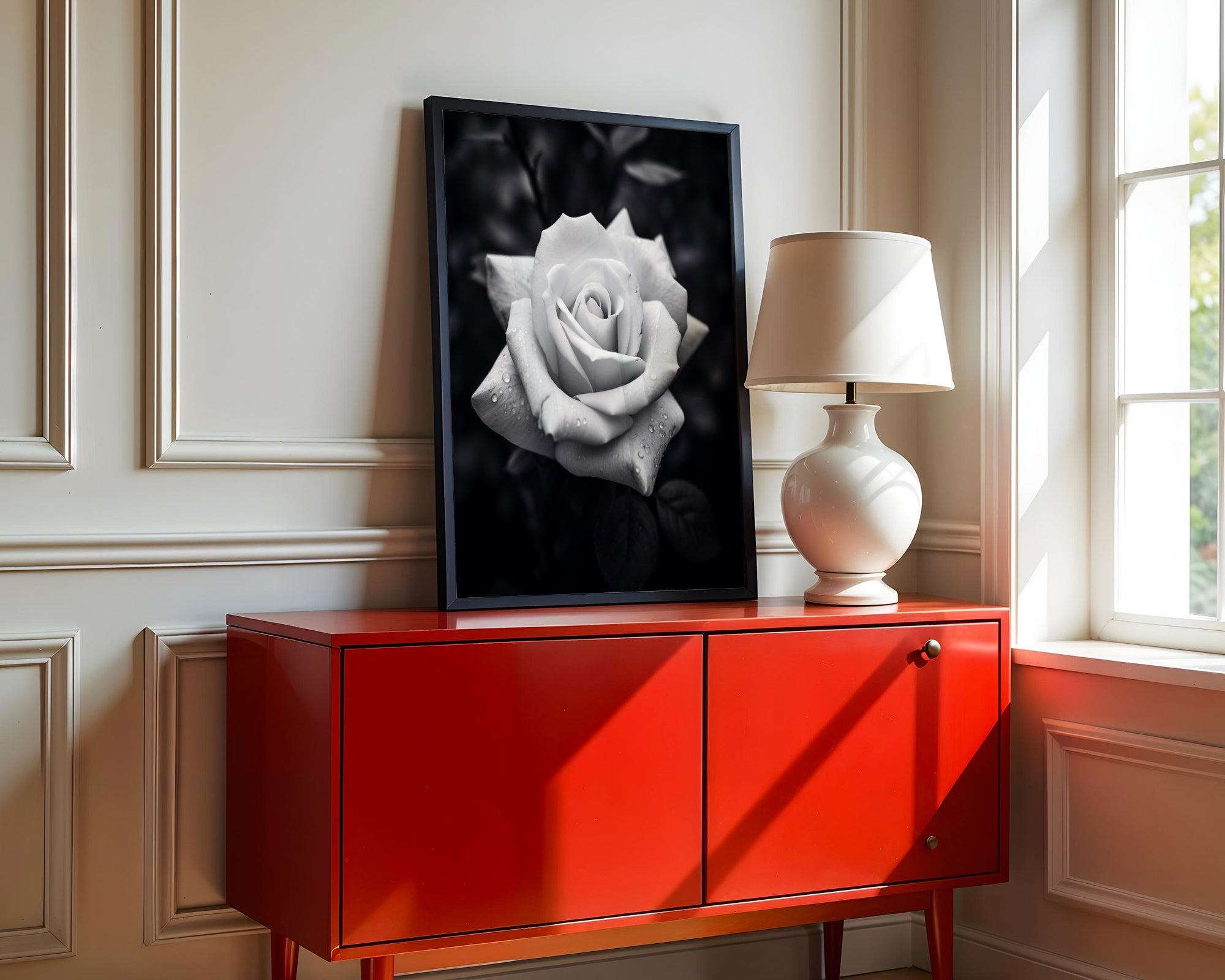 Rugged Rose -  Black and White Wall Art | Floral Abstract Art Prints | Instant Printable Download or Physical Print