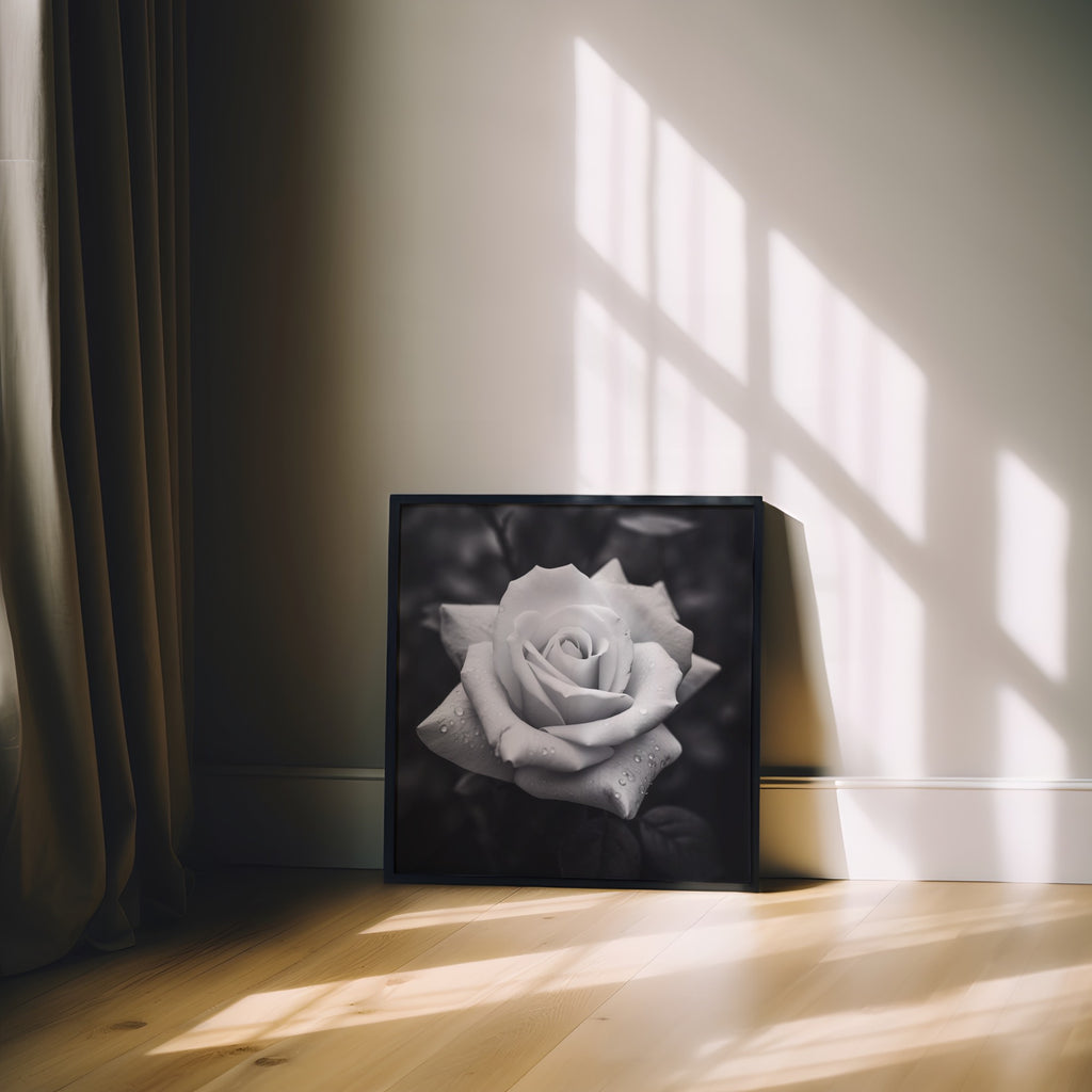 Rugged Rose -  Black and White Wall Art | Floral Abstract Art Prints | Instant Printable Download or Physical Print