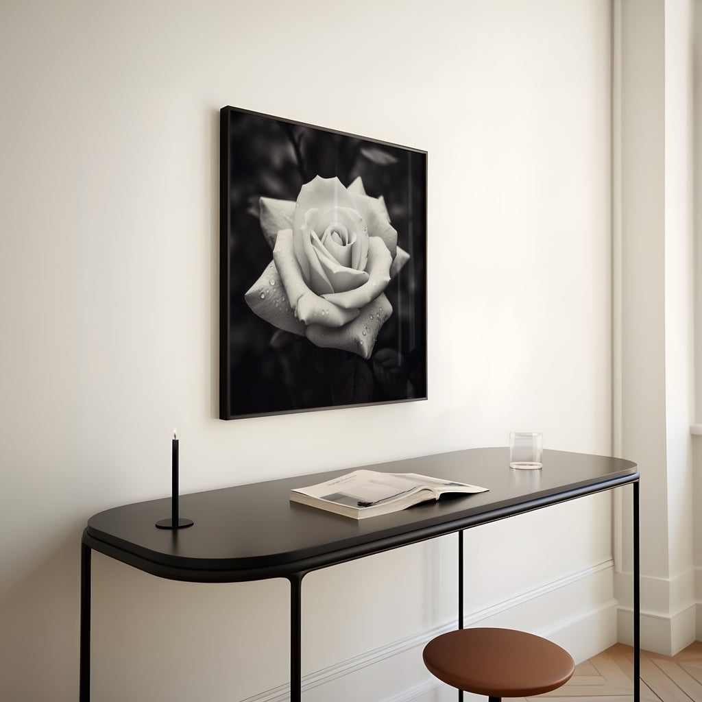 Rugged Rose -  Black and White Wall Art | Floral Abstract Art Prints | Instant Printable Download or Physical Print