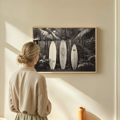 Beach Break - Black and White Surf Wall Art | Coastal Art Prints | Instant Printable Download or Physical Print