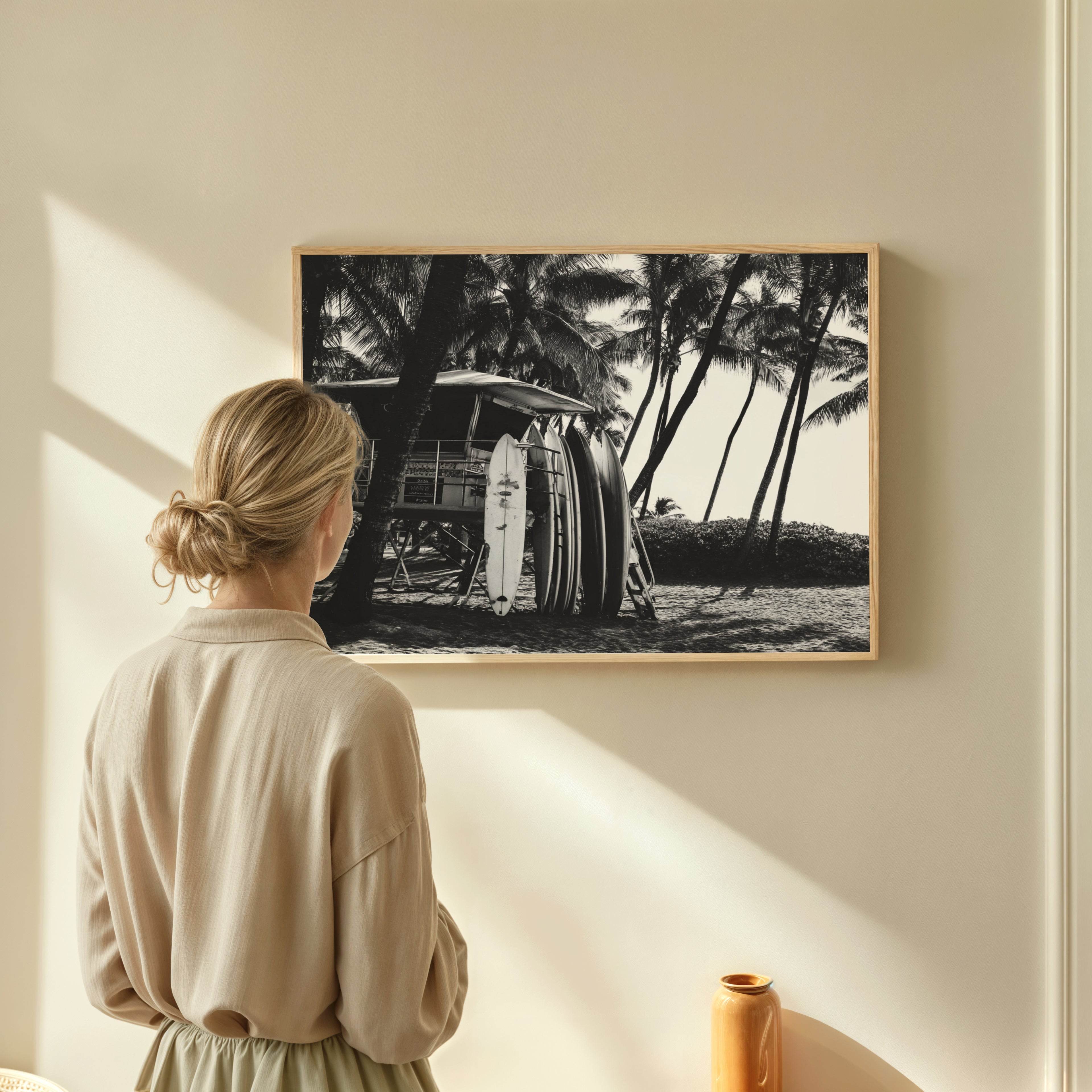 Surfs Up - Black and White Surf Wall Art | Coastal Art Prints | Instant Printable Download or Physical Print