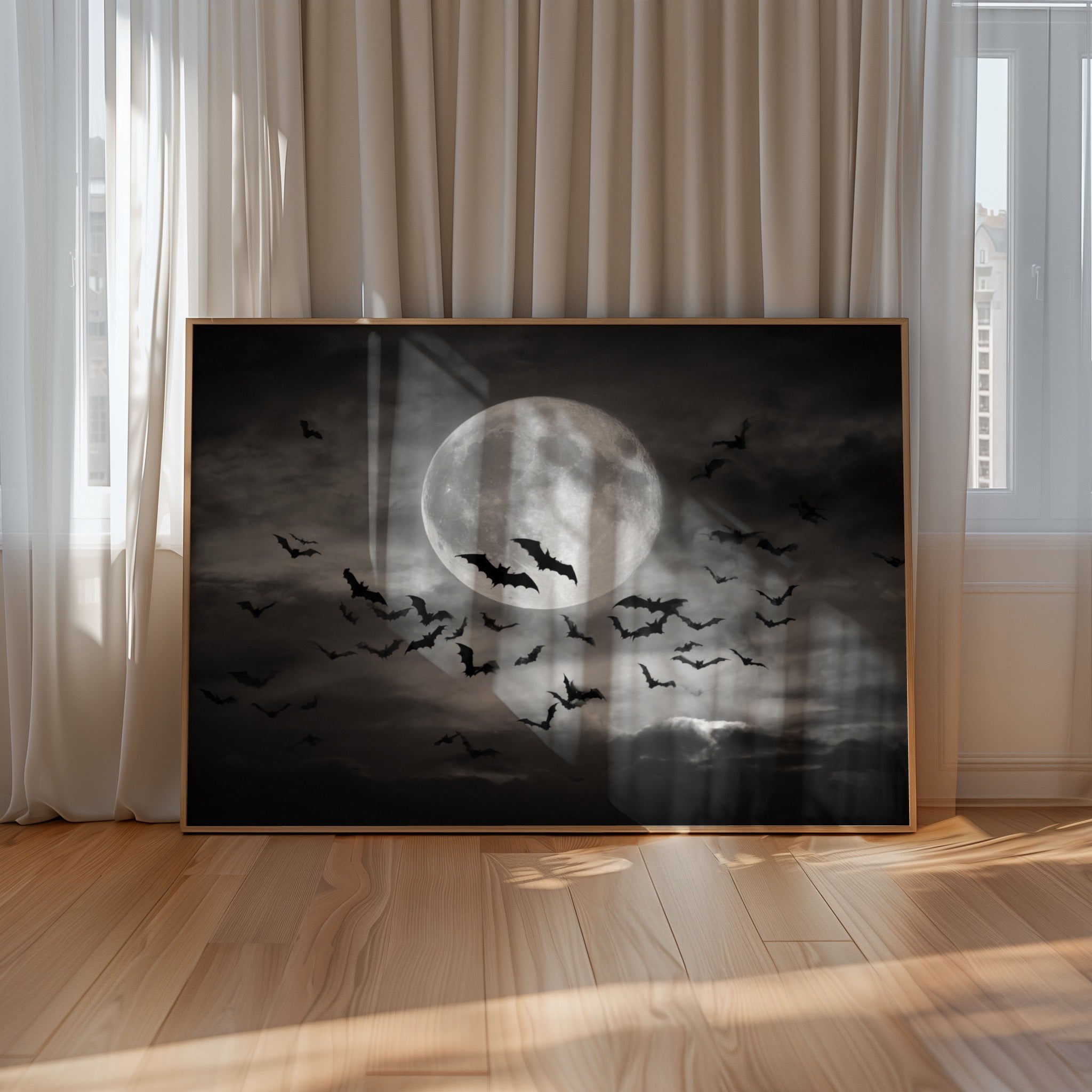 After Dark - Black and White Poster Print | Spooky Halloween Wall Art | Printable Digital Download or Physical Print