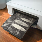 at home printer printing digital download of black and white beach break wall art print 