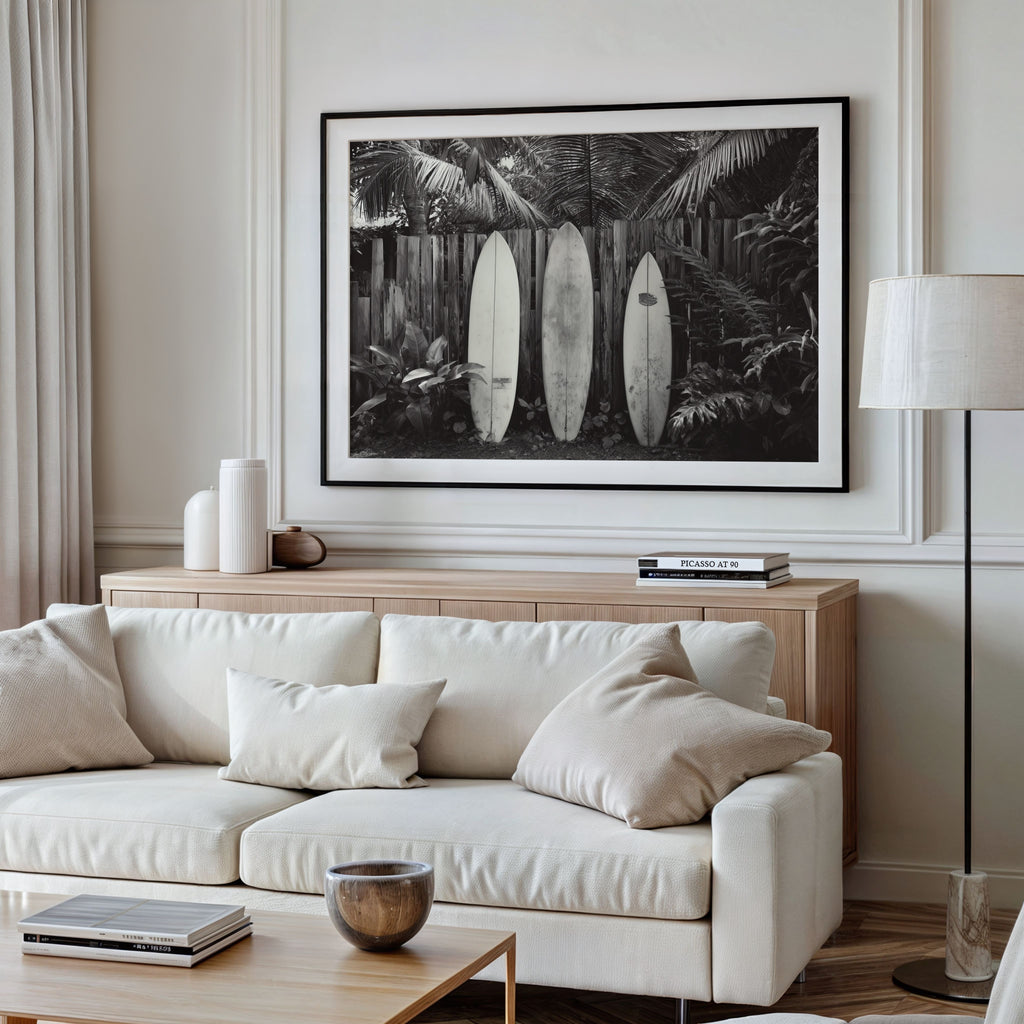 Beach Break - Black and White Surf Wall Art | Coastal Wall Art Print | Instant Printable Download or Physical Print