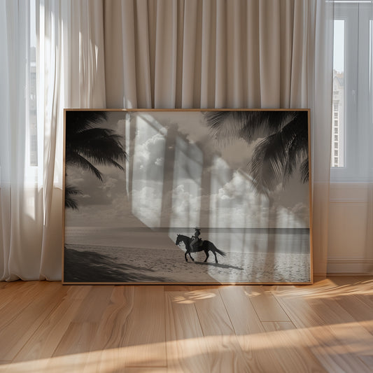 Coastal Cowgirl - Black and White Poster Print | Monochrome Wall Art | Digital Download or Physical Print