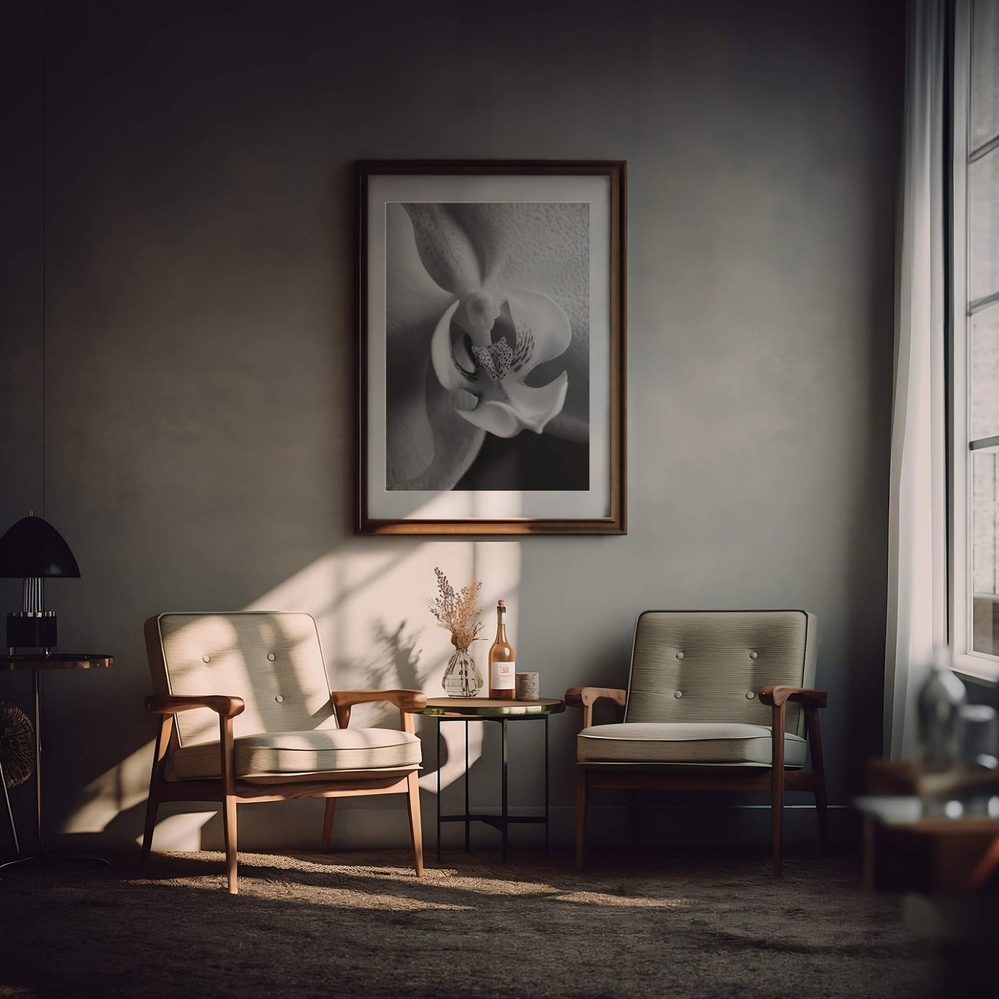 Delicate Orchid Part 2 - Black and White Poster Print | Monochrome Wall Art | Digital Download or Physical Print