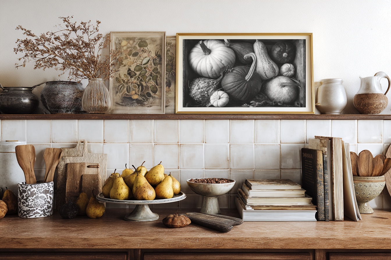 Fall Harvest - Black and White Photography Wall Art Print | Minimalist Monochrome Home Decor Prints