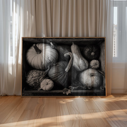 Fall Harvest - Black and White Wall Art | Rustic Fall Decor | Instant Printable Download or Physical Print