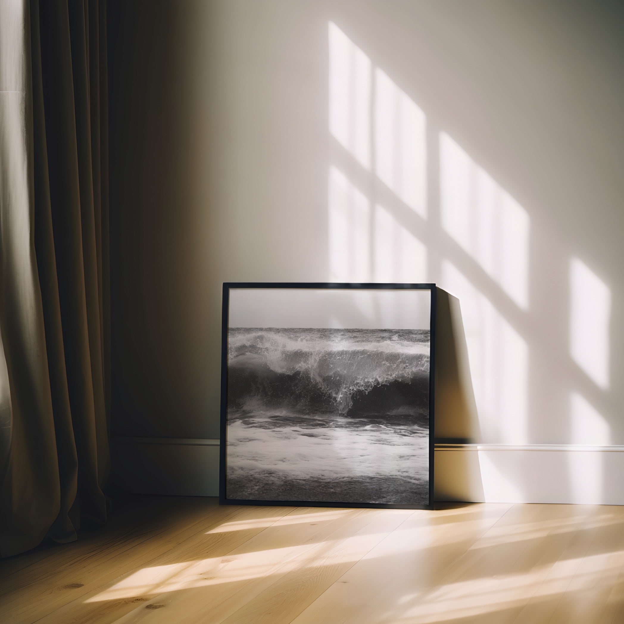 High Tide - Black and White Coastal Wall Art | Modern Art Prints | Instant Printable Download or Physical Print