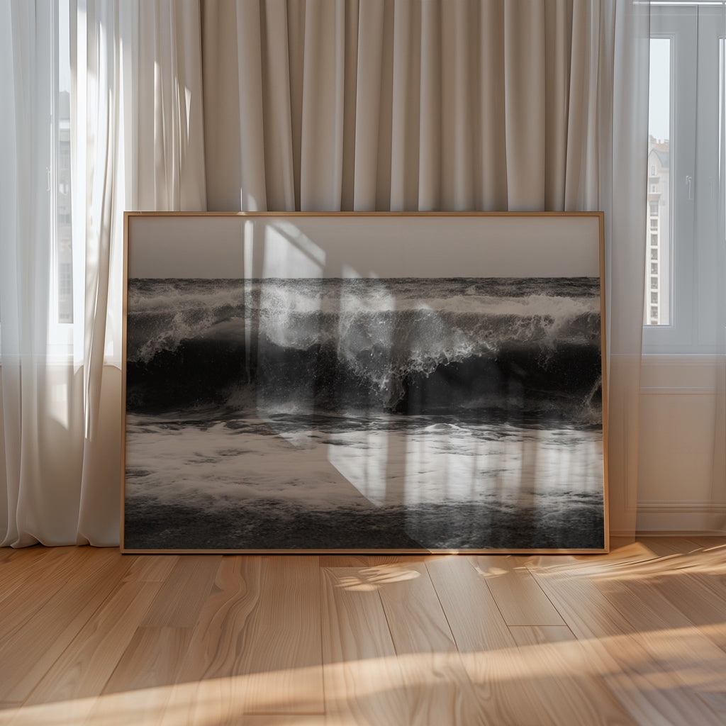 High Tide - Black and White Coastal Wall Art | Modern Art Prints | Instant Printable Download or Physical Print