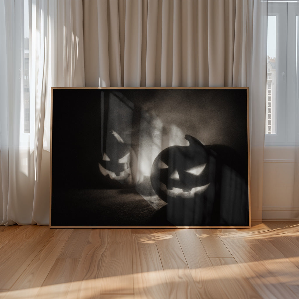 Jack-o'-lantern – Black and White Poster Print | Spooky Halloween Wall Art | Printable Digital Download or Physical Print