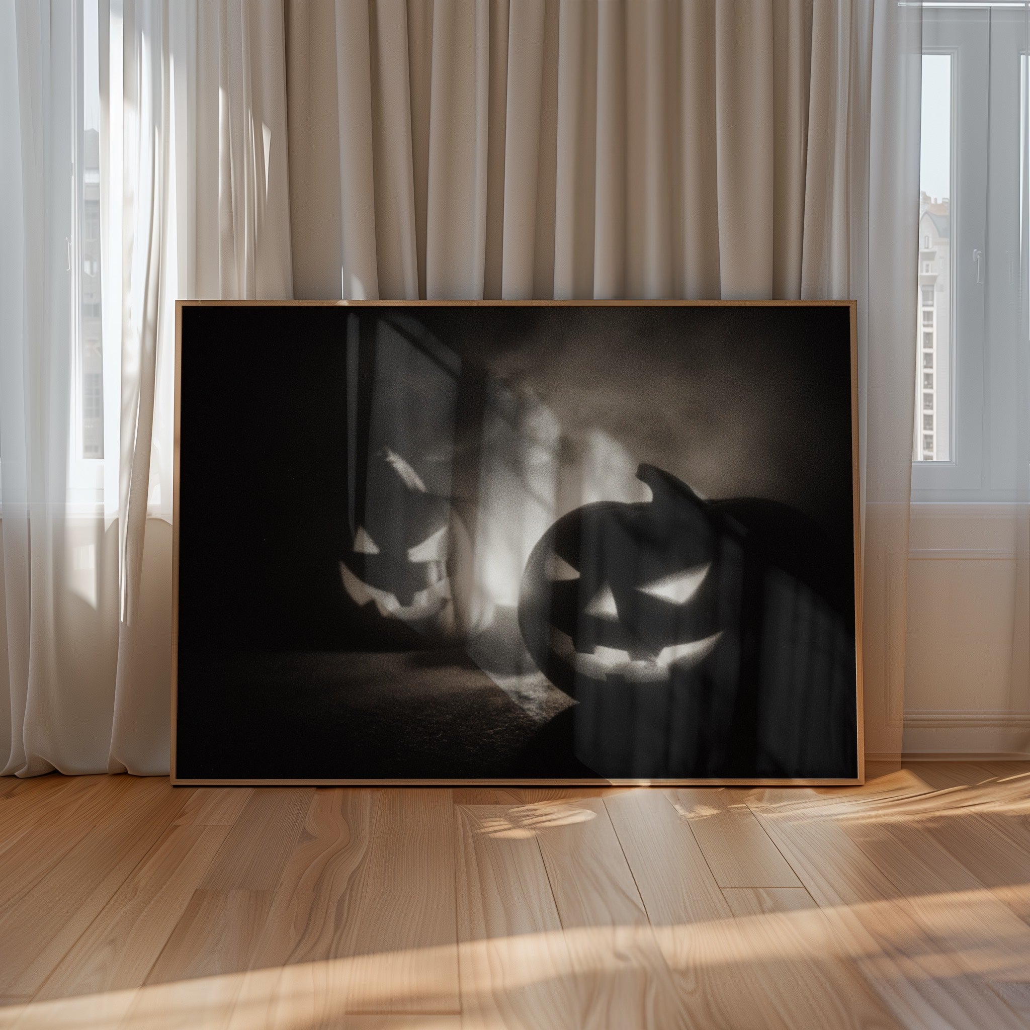 Jack-o'-lantern – Black and White Poster Print | Spooky Halloween Wall Art | Printable Digital Download or Physical Print