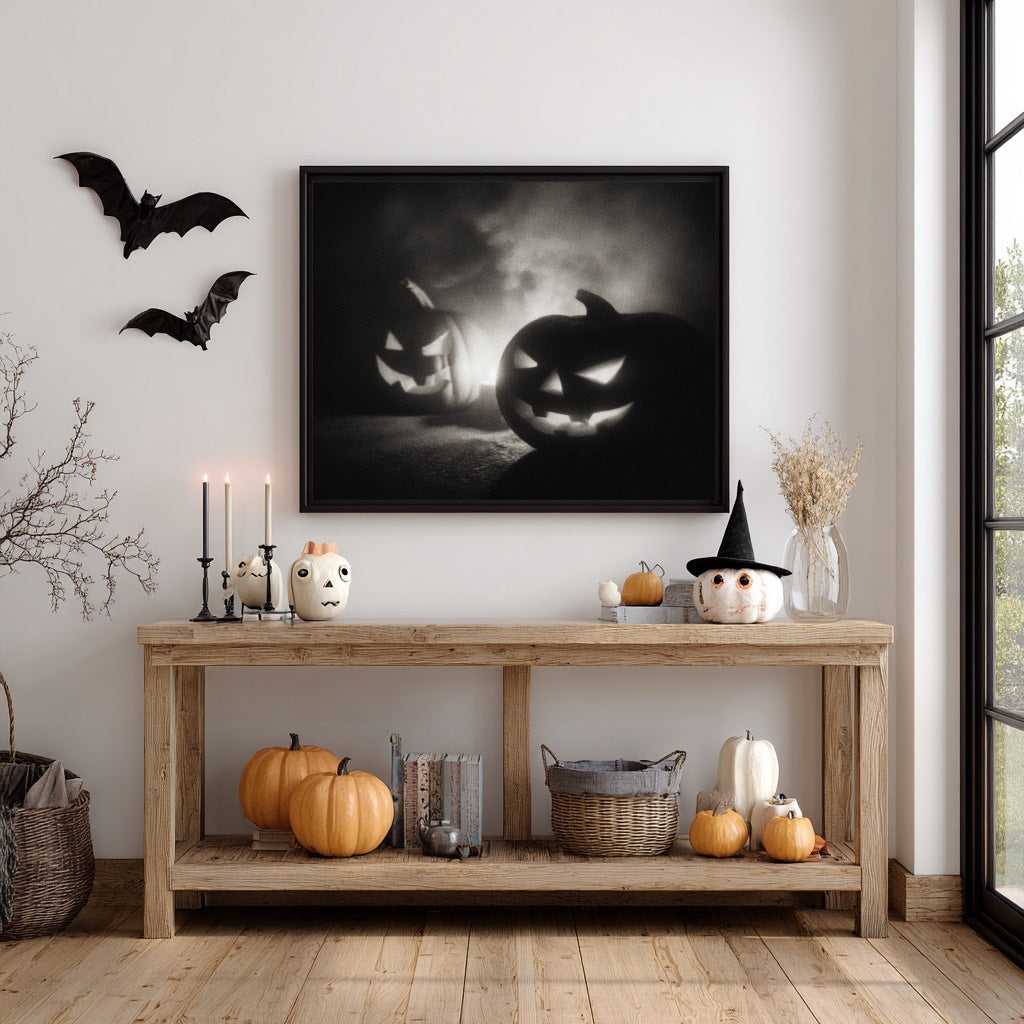 Jack-o'-lantern – Black and White Poster Print | Spooky Halloween Wall Art | Printable Digital Download or Physical Print
