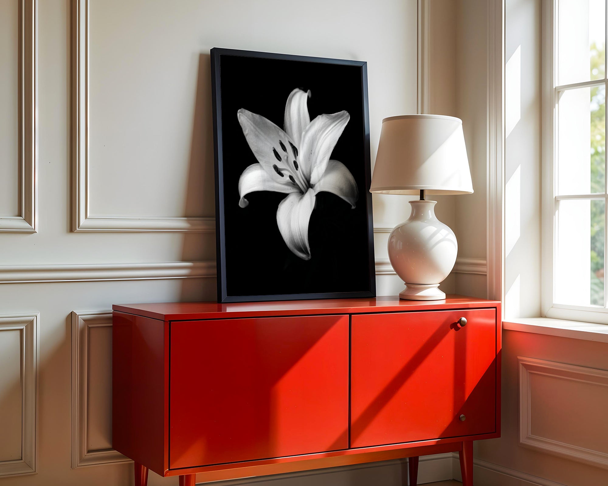 Lovely Lily - Black and White Wall Art | Floral Art Prints | Instant Printable Download or Physical Print