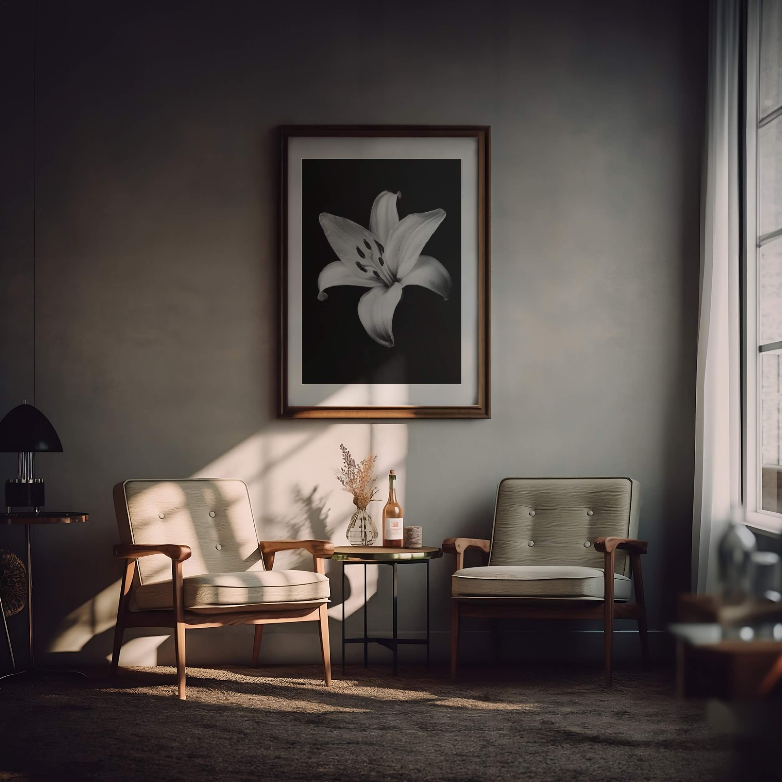 Lovely Lily - Black and White Wall Art | Floral Art Prints | Instant Printable Download or Physical Print