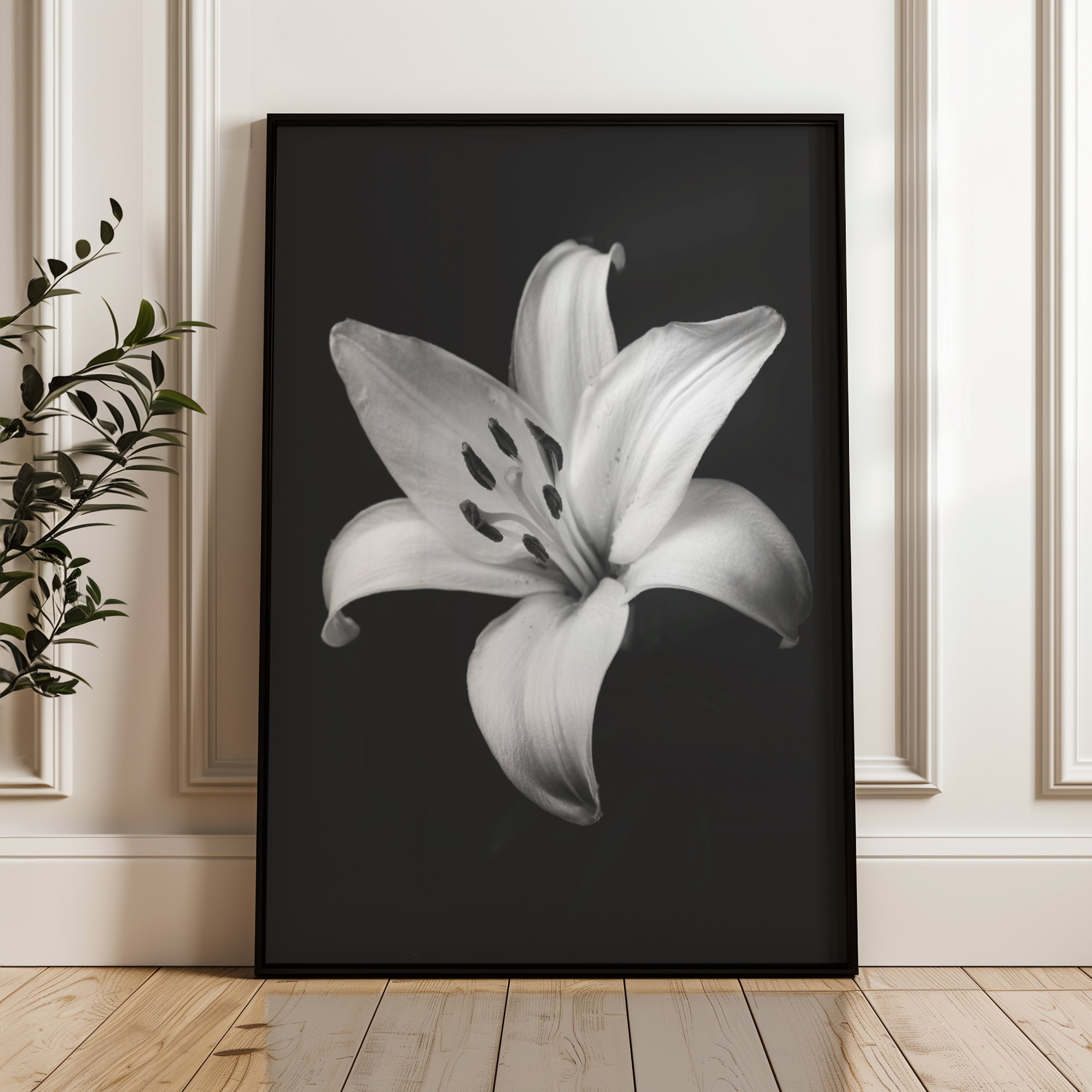 Lovely Lily - Black and White Wall Art | Floral Art Prints | Instant Printable Download or Physical Print