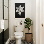 black and white floral wall art over toilet decor