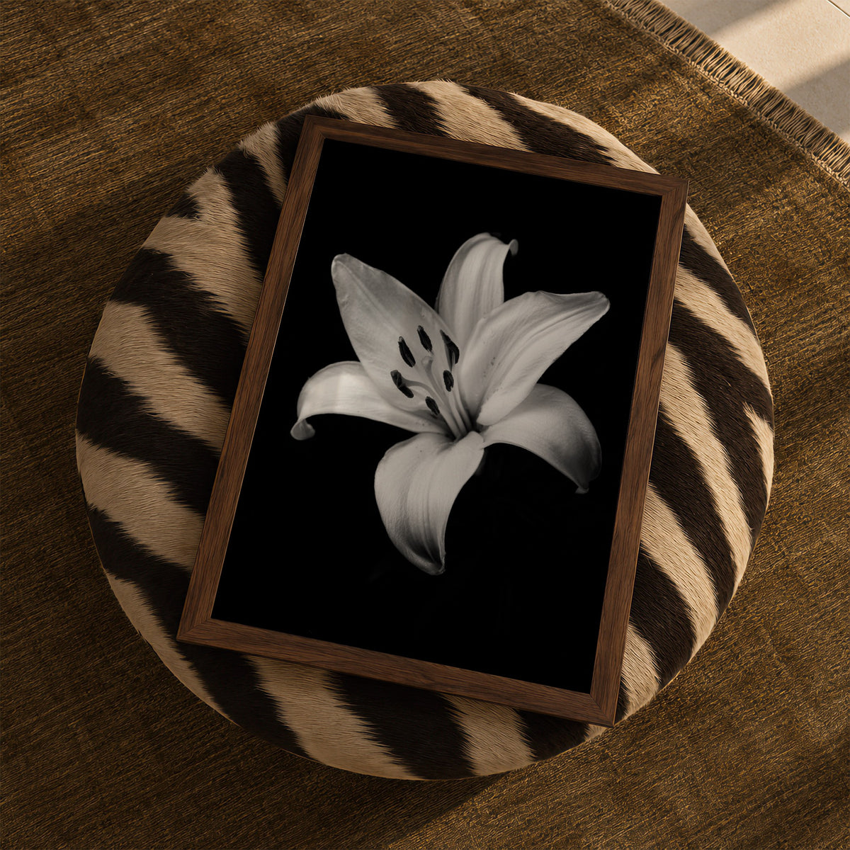 Lovely Lily - Black and White Wall Art | Floral Art Print | Instant Printable Download or Physical Print