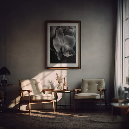 Delicate Orchid I- Black and White Wall Art | Abstract Art Prints | Instant Printable Download or Physical Print