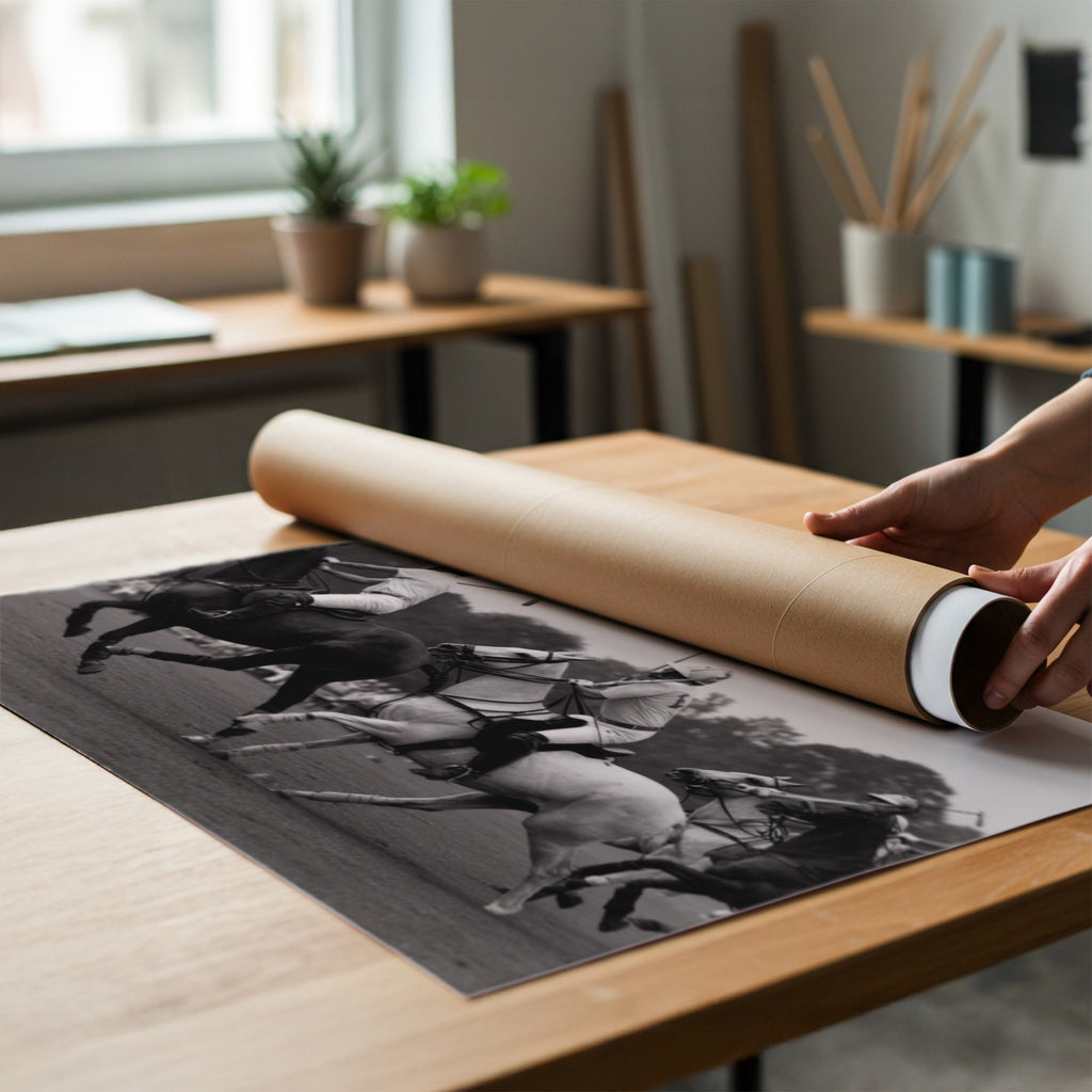 black and white polo club poster tube 
