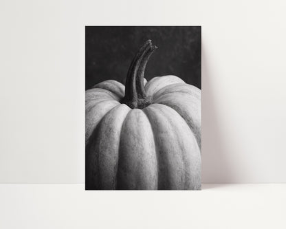 Pumpkin Portrait - Black and White Wall Art | Rustic Fall Decor | Instant Printable Download or Physical Print