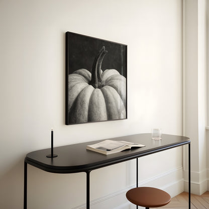 Pumpkin Portrait - Black and White Wall Art | Rustic Fall Decor | Instant Printable Download or Physical Print