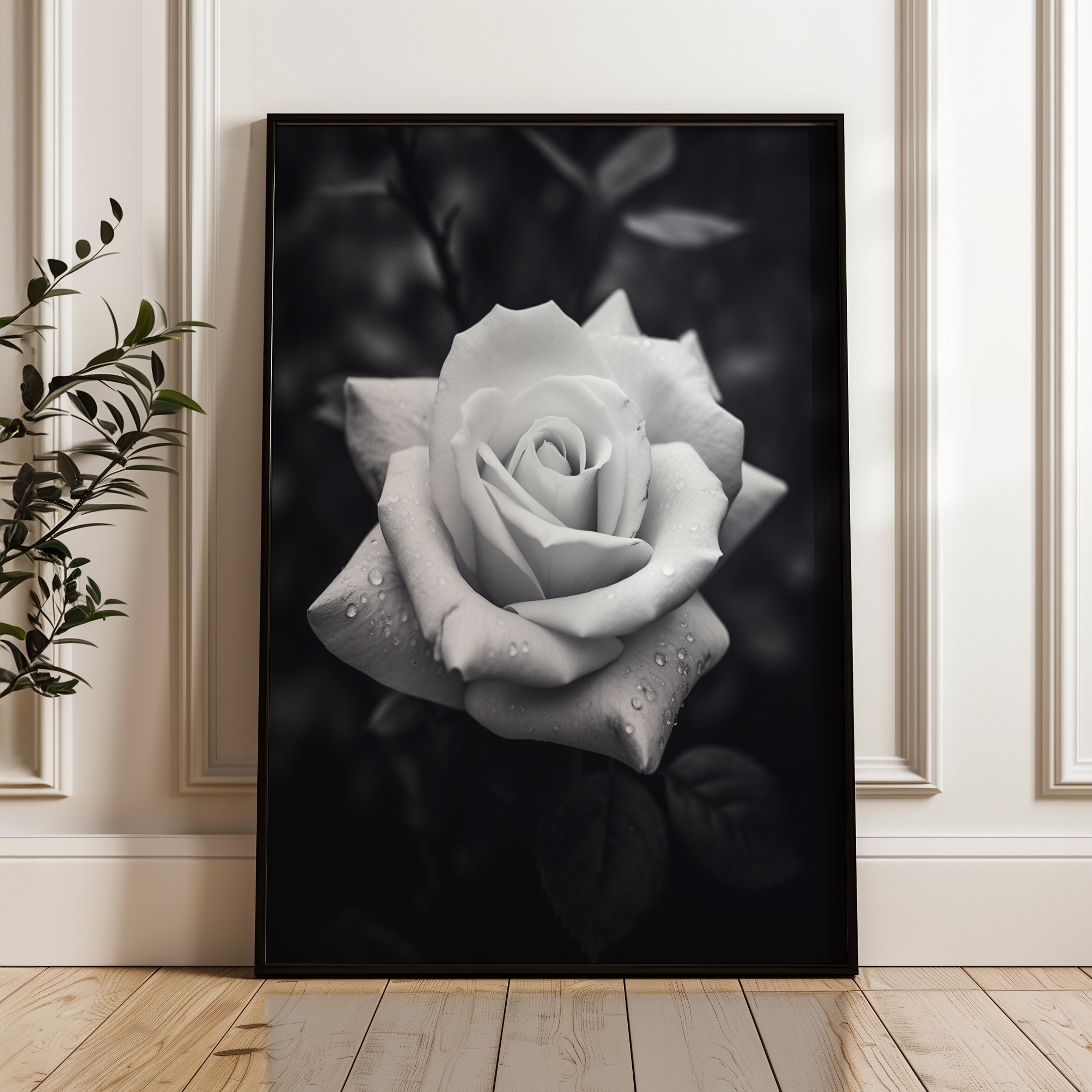 Rugged Rose -  Black and White Wall Art | Floral Abstract Art Prints | Instant Printable Download or Physical Print