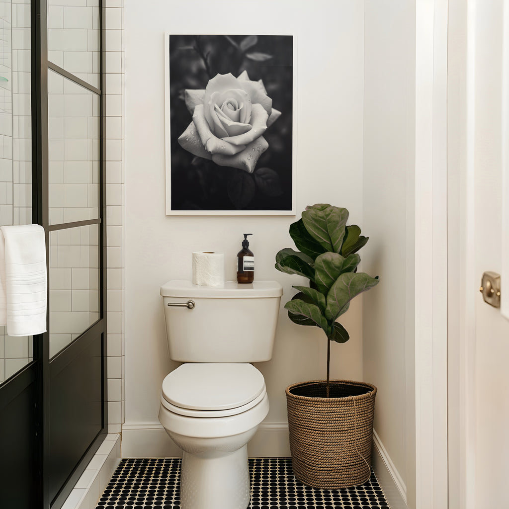 Rugged Rose -  Black and White Wall Art | Floral Abstract Art Prints | Instant Printable Download or Physical Print