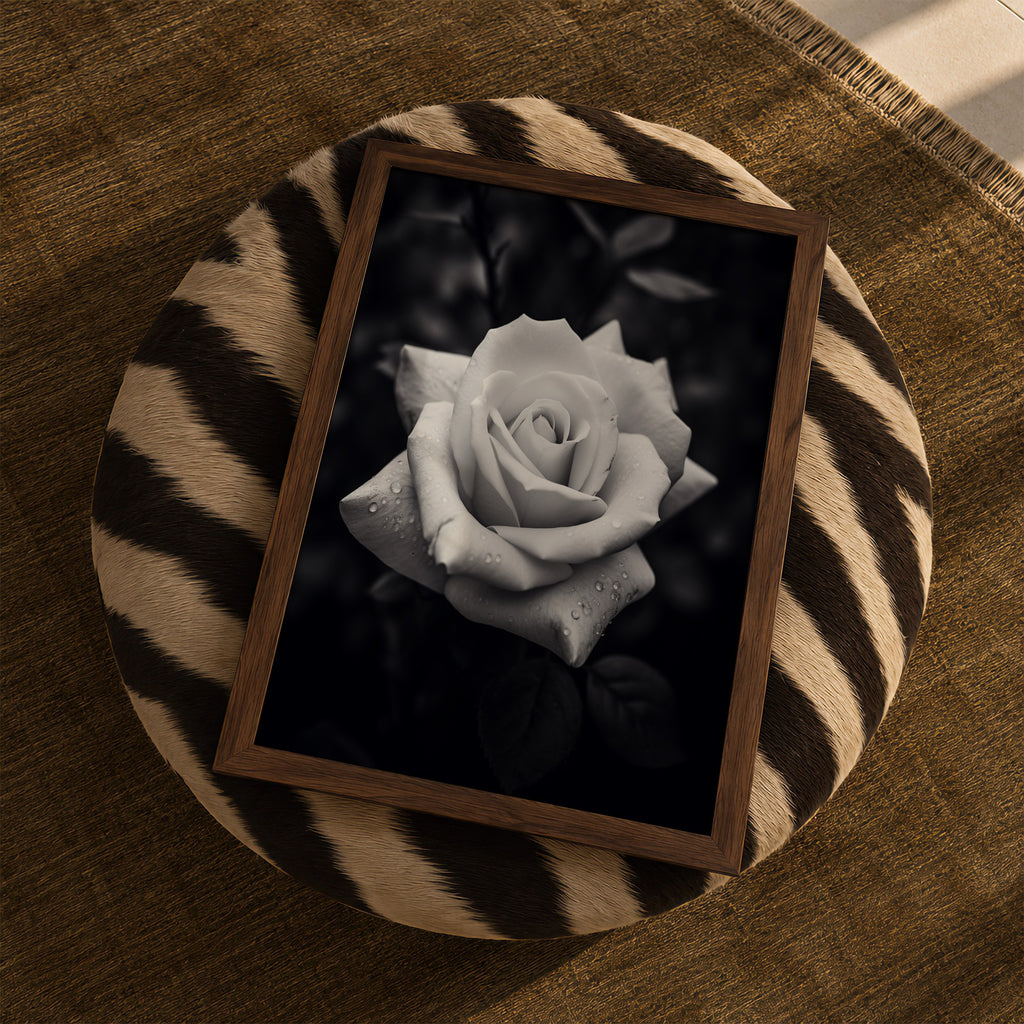 Rugged Rose -  Black and White Wall Art | Floral Art Print | Instant Printable Download or Physical Print