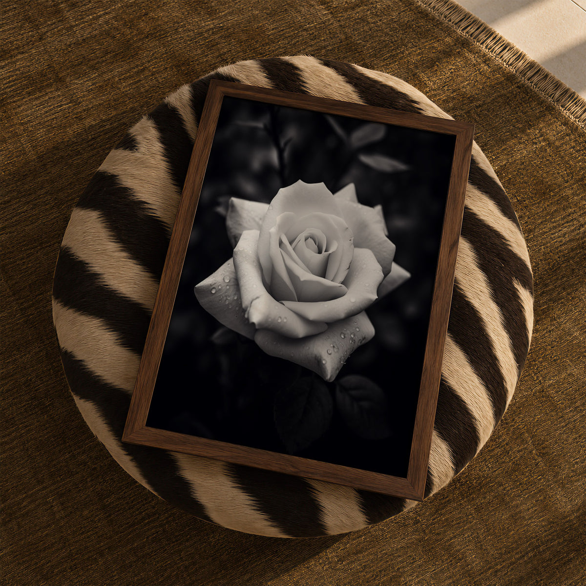 Rugged Rose -  Black and White Wall Art | Floral Art Print | Instant Printable Download or Physical Print