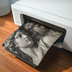 black and white set in stone roman statue  digital download being printed at home for wall art