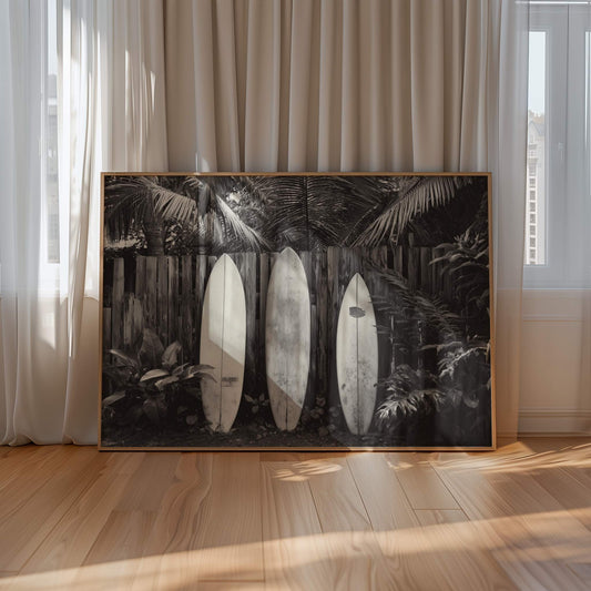 Surfs Up 2 - Black and White Poster Print | Monochrome Wall Art | Digital Download or Physical Print