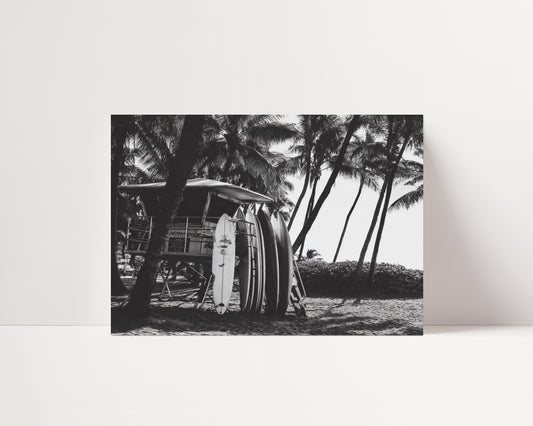 Surfs Up - Black and White Poster Print | Monochrome Wall Art | Digital Download or Physical Print