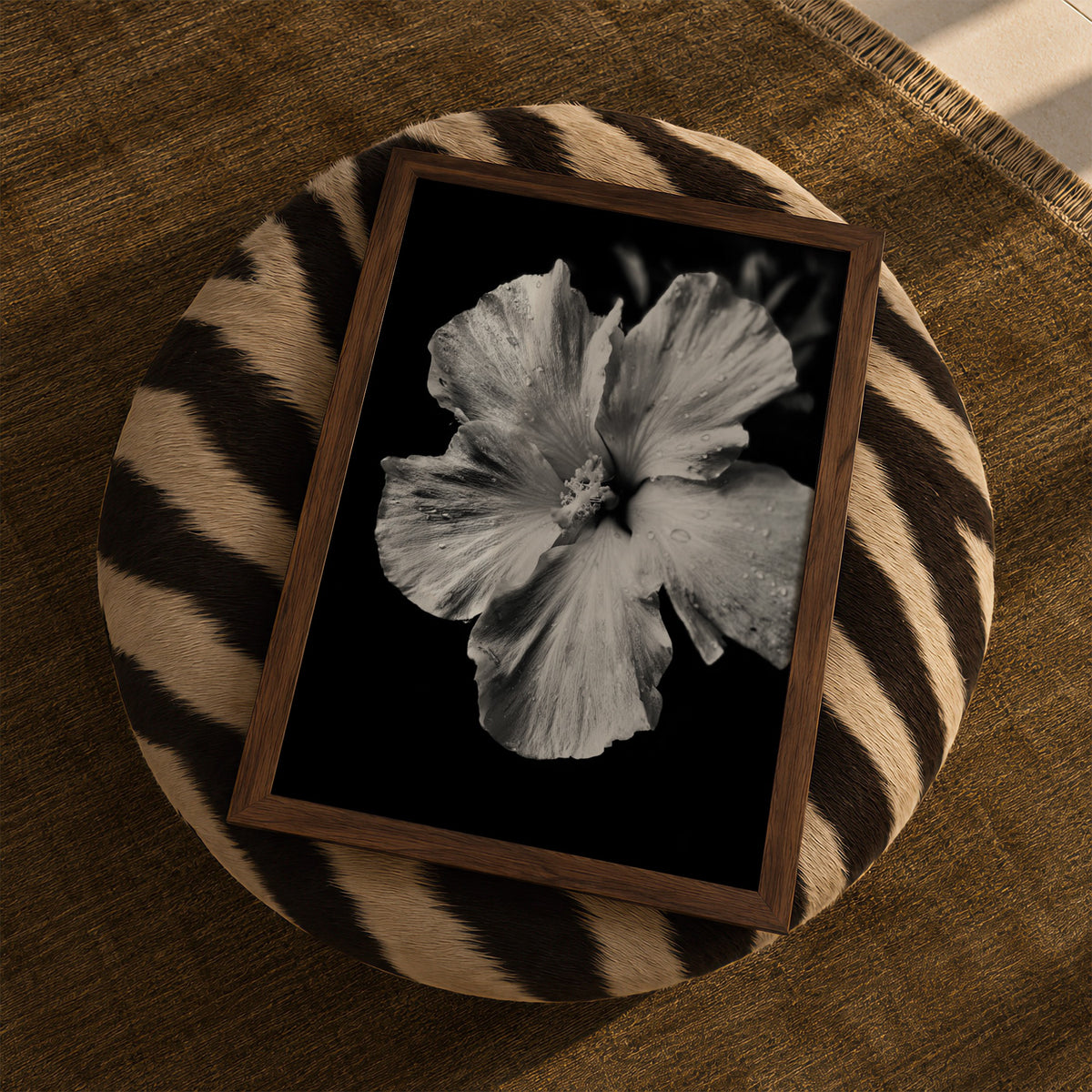 Tropical Bloom - Black and White Wall Art | Floral Art Print | Instant Printable Download or Physical Print
