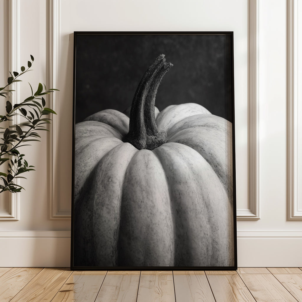 Pumpkin Portrait - Black and White Wall Art | Rustic Fall Decor | Instant Printable Download or Physical Print